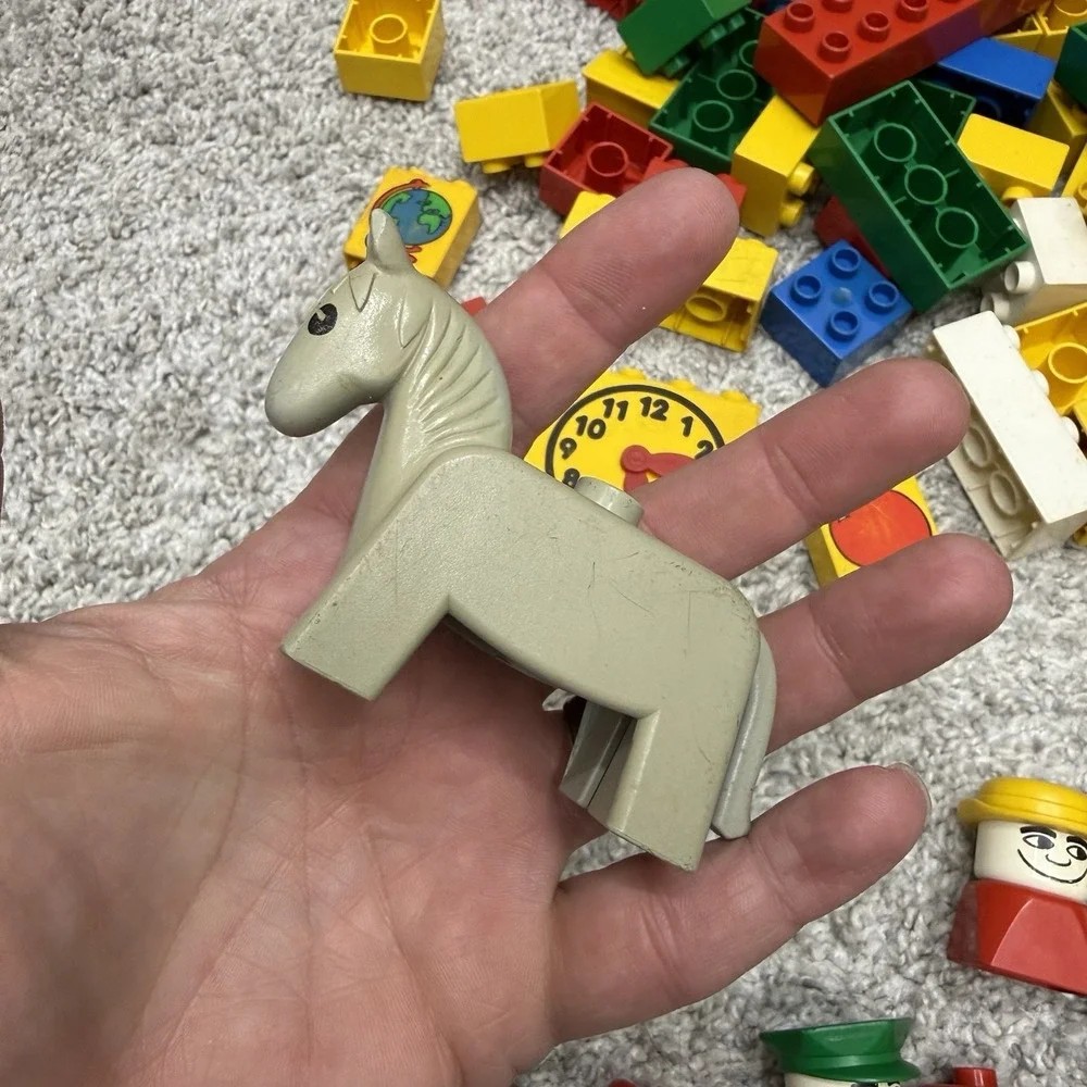 Vintage Lego Duplo bricks figures people horse vehicles huge lot (AS‎ IS READ)